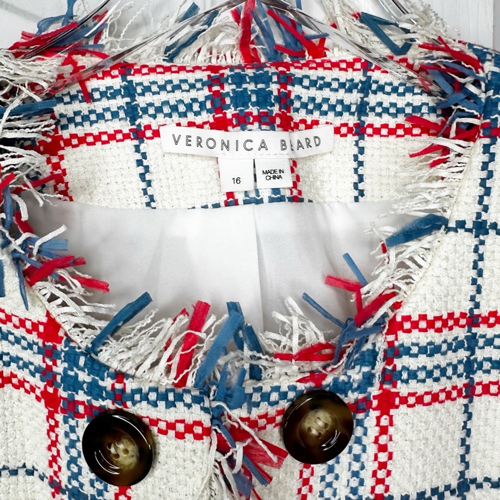 NWOT Veronica Beard Marlton Tweed Jacket Size Red White Blue Size 16 - Picture 7 of 16
